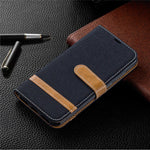 Two-tone Jean Cloth PU Leather Mobile Case for Huawei Y6 (2019, with Fingerprint Sensor) / Y6 Prime (2019)