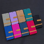 Two-tone Jean Cloth PU Leather Mobile Case for Huawei Y6 (2019, with Fingerprint Sensor) / Y6 Prime (2019)