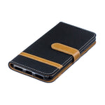 Two-tone Jean Cloth PU Leather Mobile Case for Huawei Y6 (2019, with Fingerprint Sensor) / Y6 Prime (2019)