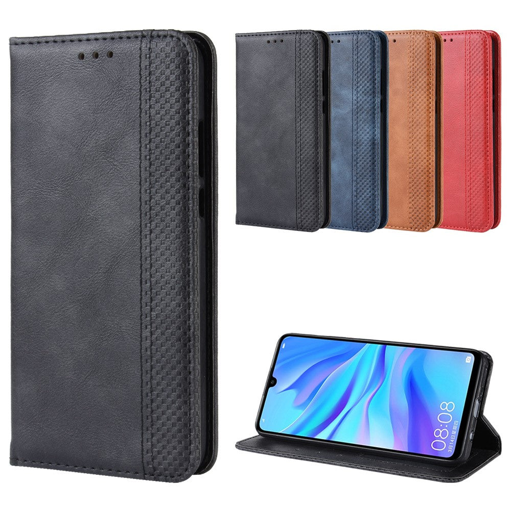 Självabsorberande Vintage Läderplånboksfodral för Huawei P30 Lite/nova 4e/P30 Lite Ny Utgåva