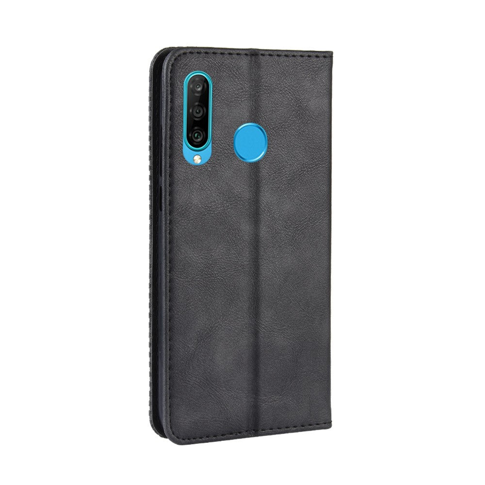 Självabsorberande Vintage Läderplånboksfodral för Huawei P30 Lite/nova 4e/P30 Lite Ny Utgåva