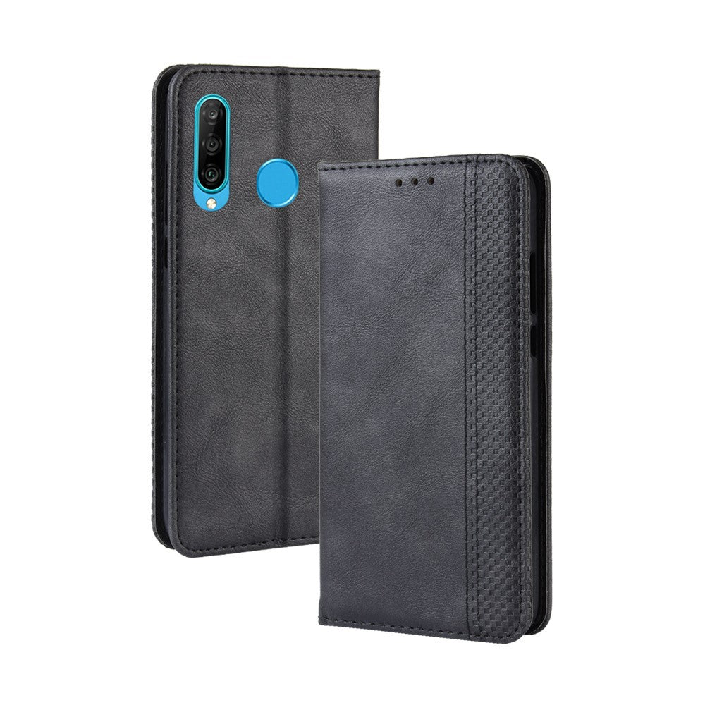 Självabsorberande Vintage Läderplånboksfodral för Huawei P30 Lite/nova 4e/P30 Lite Ny Utgåva