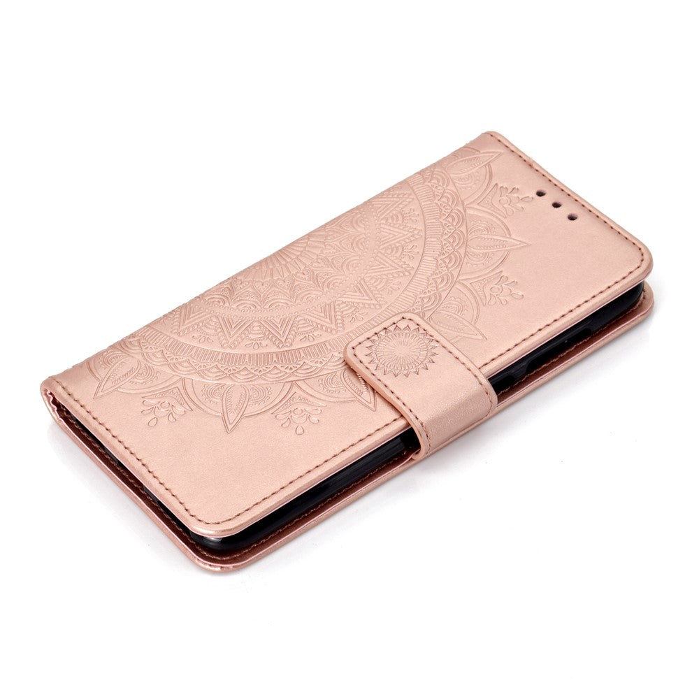 Imprint Flower Leather Wallet Case for Huawei Y7 (2019)