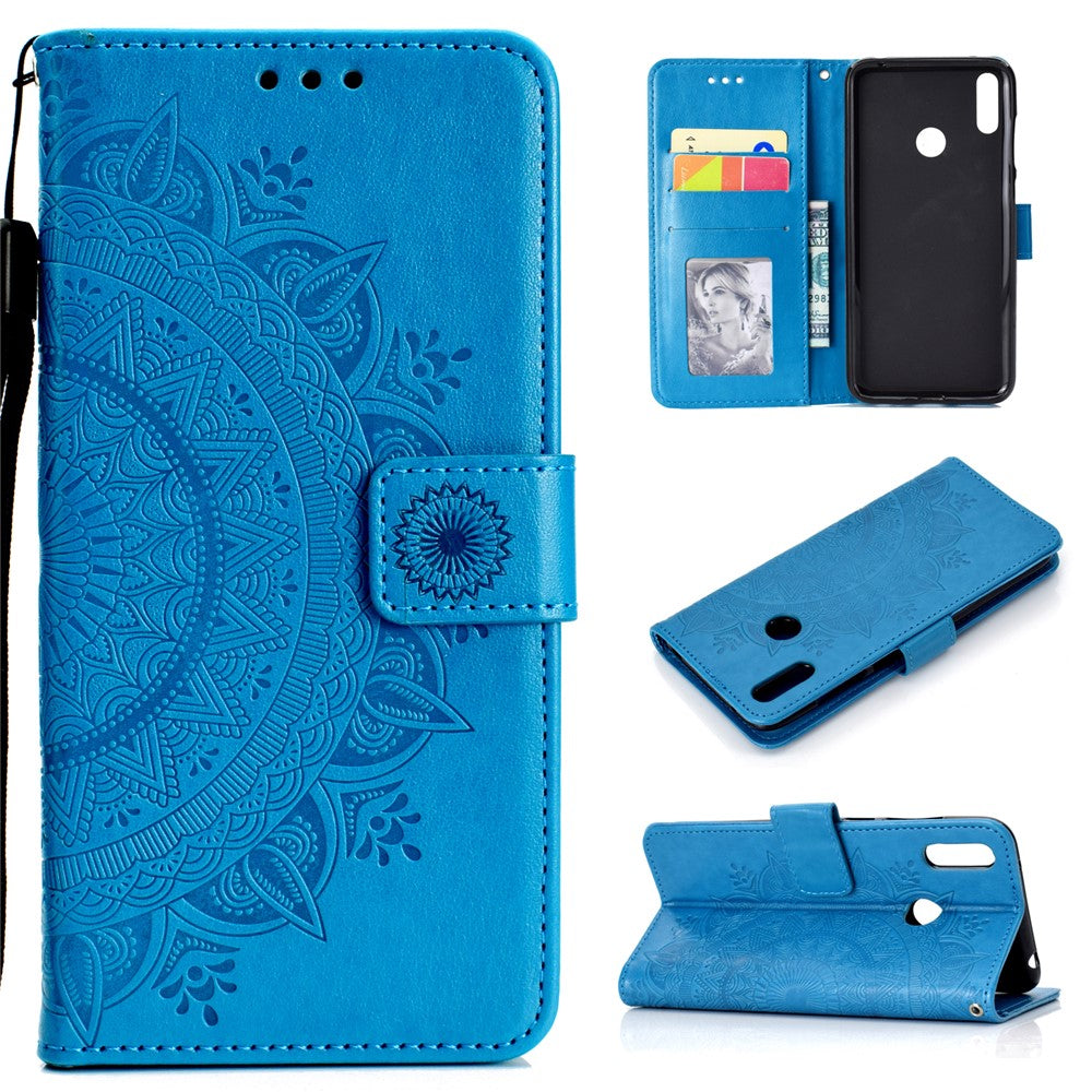 Imprint Flower Leather Wallet Case for Huawei Y7 (2019)