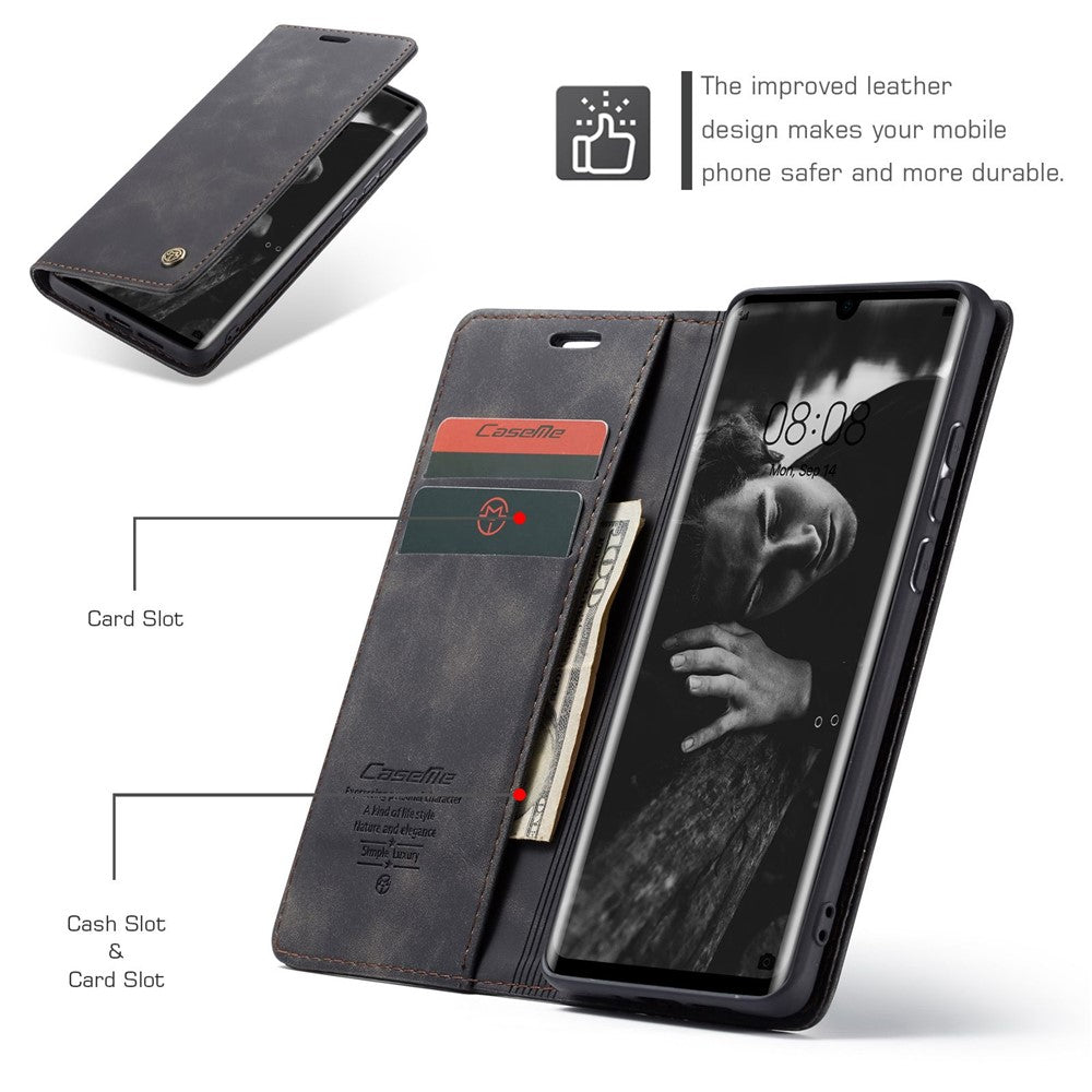 CASEME 013 Series Retro PU Leather Wallet Mobile Case with Stand for Huawei P30 Pro