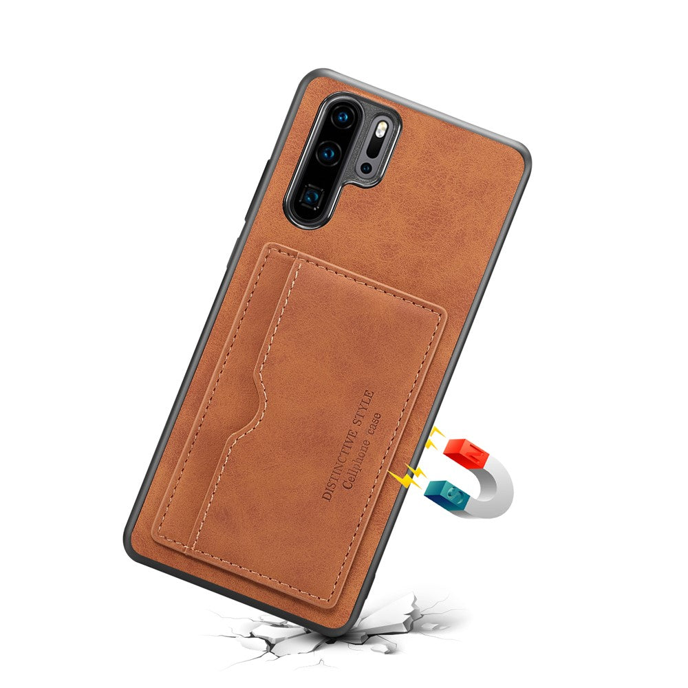 Korthållare PU-läderbelagt TPU-mobilskal med stöd för Huawei P30 Pro