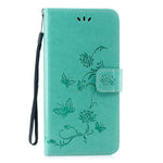 Imprint Butterfly Flowers Leather Wallet Case for Huawei P Smart (2019) / Nova Lite 3 (Japan)