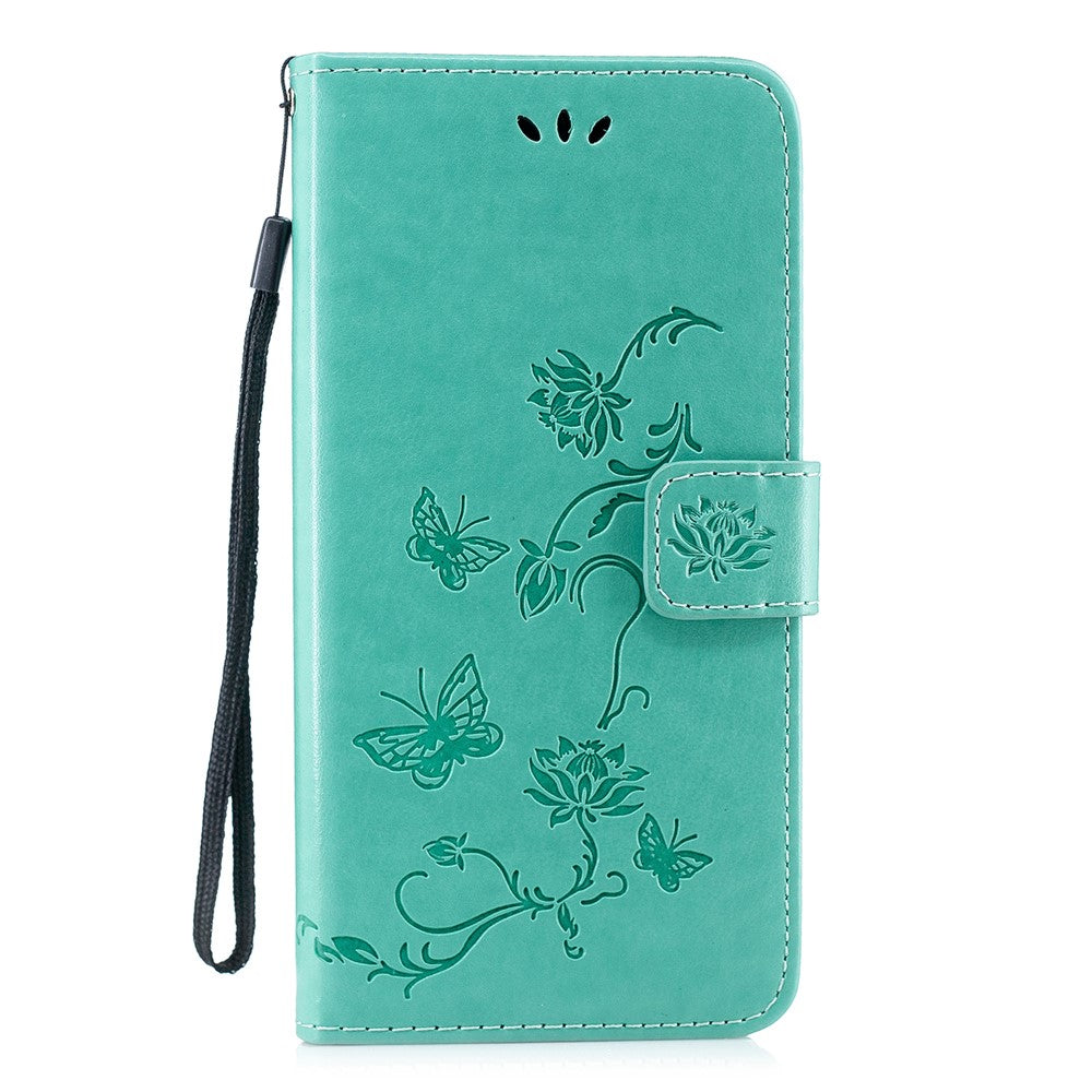Imprint Butterfly Flowers Leather Wallet Case for Huawei P Smart (2019) / Nova Lite 3 (Japan)