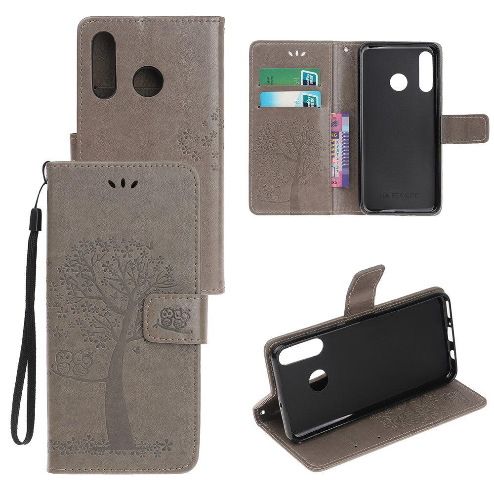 Imprint Tree Owl Leather Wallet Case for Huawei P Smart Plus 2019 / Enjoy 9s/ Maimang 8 / nova 4 lite / Honor 10i