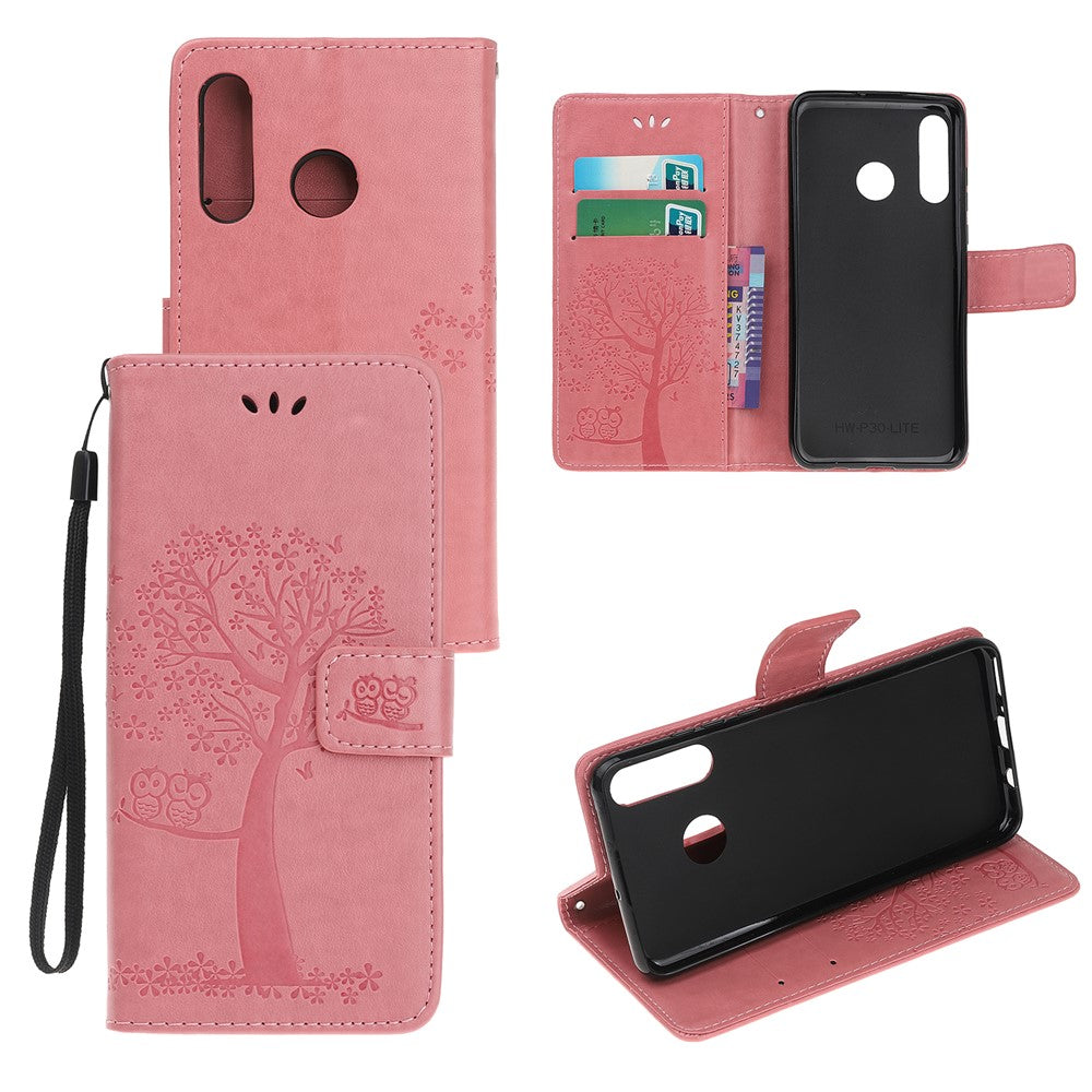 Imprint Tree Owl Leather Wallet Case for Huawei P Smart Plus 2019 / Enjoy 9s/ Maimang 8 / nova 4 lite / Honor 10i