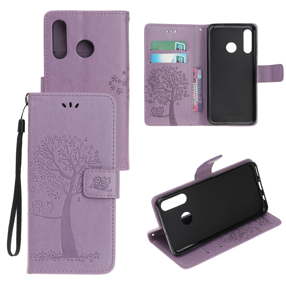 Imprint Tree Owl Leather Wallet Case for Huawei P Smart Plus 2019 / Enjoy 9s/ Maimang 8 / nova 4 lite / Honor 10i