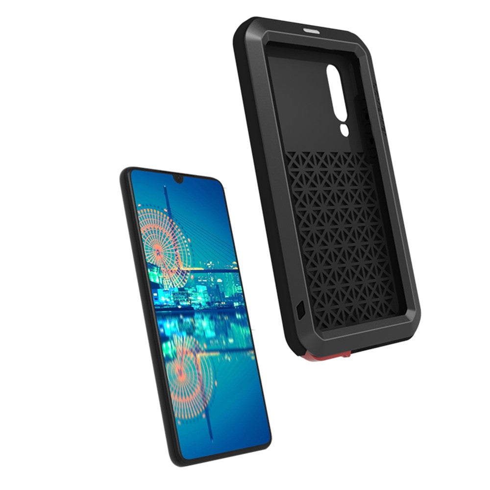 LOVE MEI Metal + Silicone Shockproof Anti-fall Dust-proof Case with Temepered Glass Film for Huawei P30