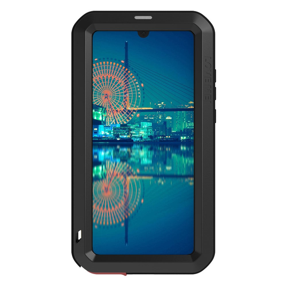 LOVE MEI Metal + Silicone Shockproof Anti-fall Dust-proof Case with Temepered Glass Film for Huawei P30