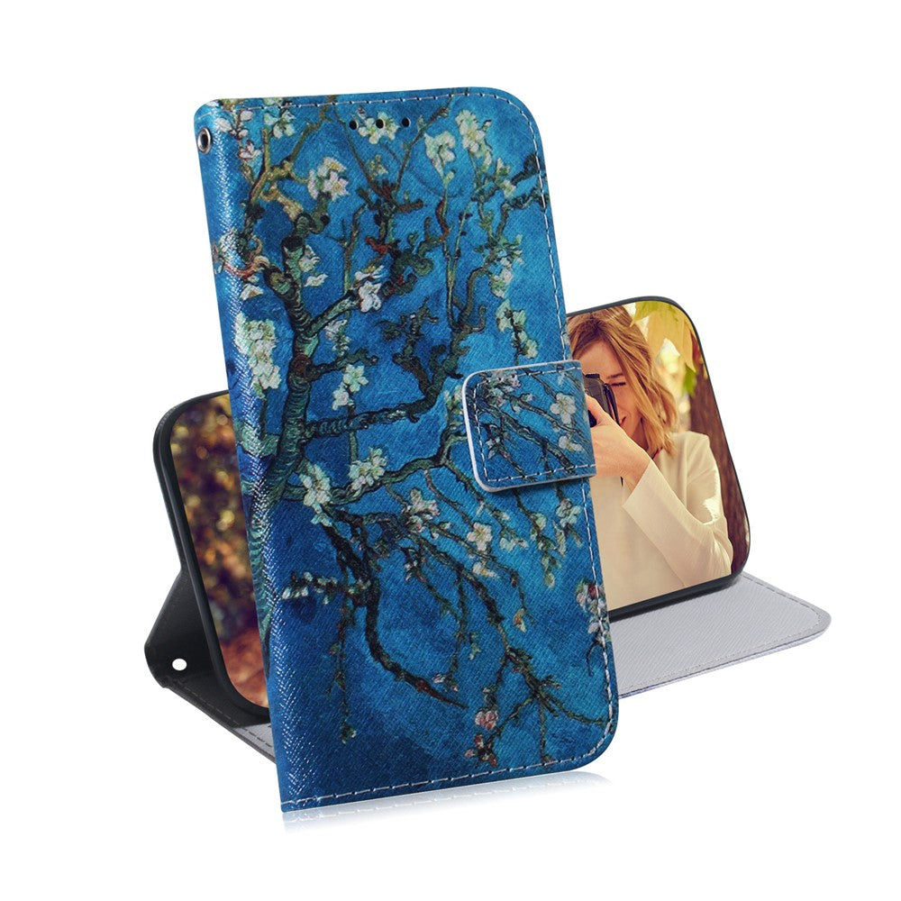 Pattern Printing PU Leather Folio Flip Case Cover for Huawei Y6 (2019, with Fingerprint Sensor) / Y6 Prime (2019)