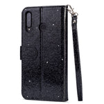 Glitter Powder Zippered Stand Leather Wallet Case with Strap for Huawei P30 Lite / nova 4e