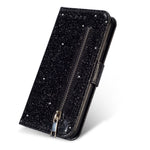 Glitter Powder Zippered Stand Leather Wallet Case with Strap for Huawei P30 Lite / nova 4e