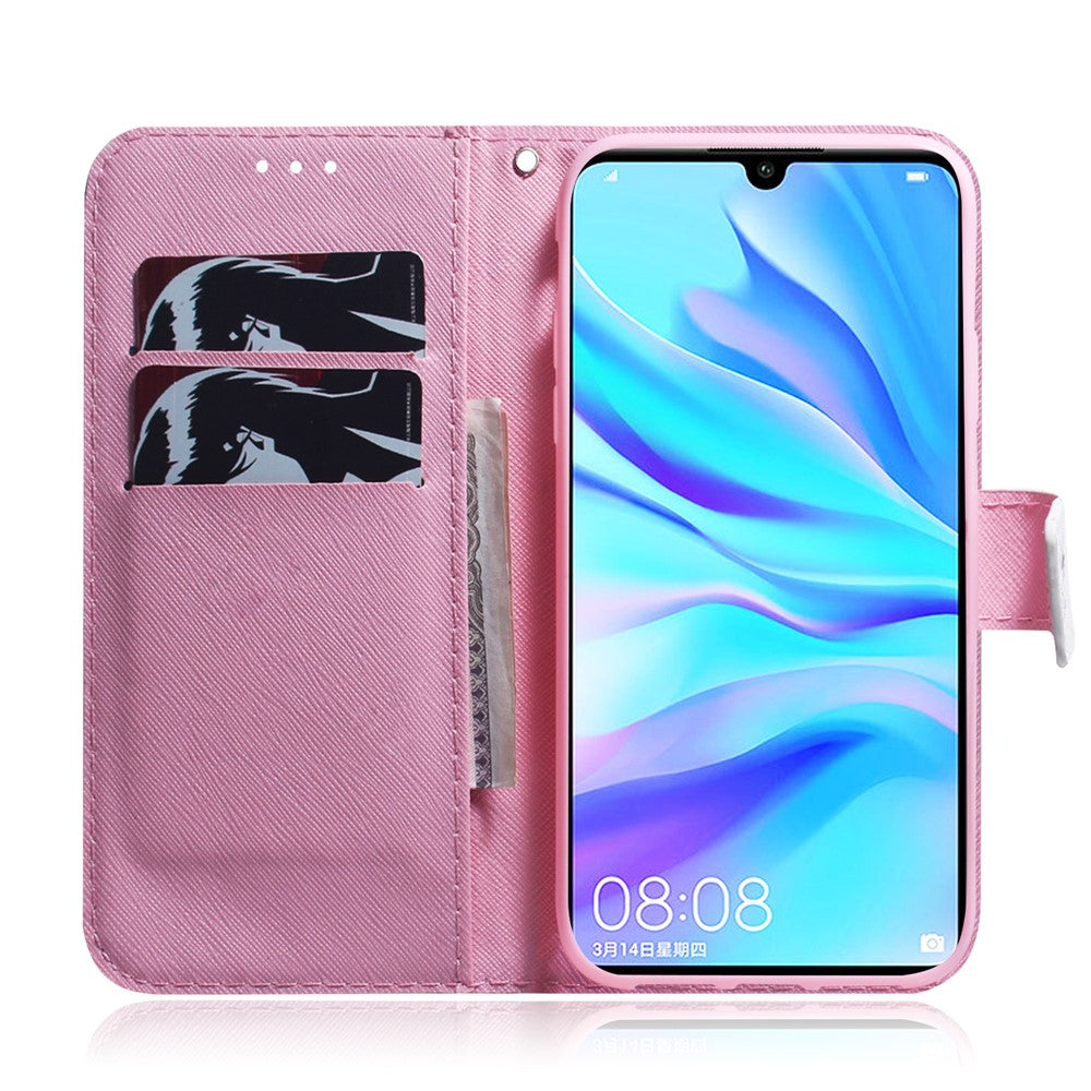 Mönstertryck Plånboksfodral Skyddande Läderfodral för Huawei P30 Lite / nova 4e / P30 Lite Ny Utgåva
