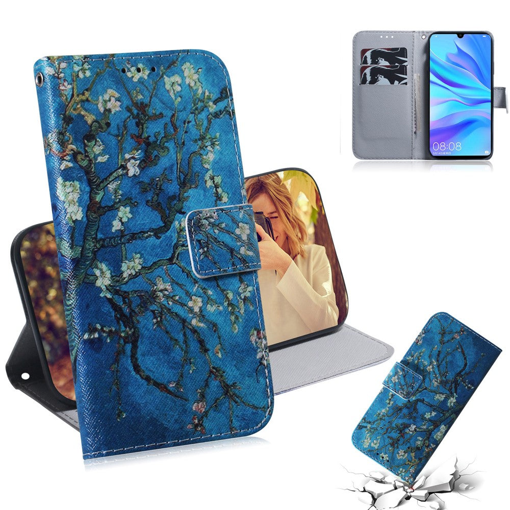 Mönstertryck Plånboksfodral Skyddande Läderfodral för Huawei P30 Lite / nova 4e / P30 Lite Ny Utgåva