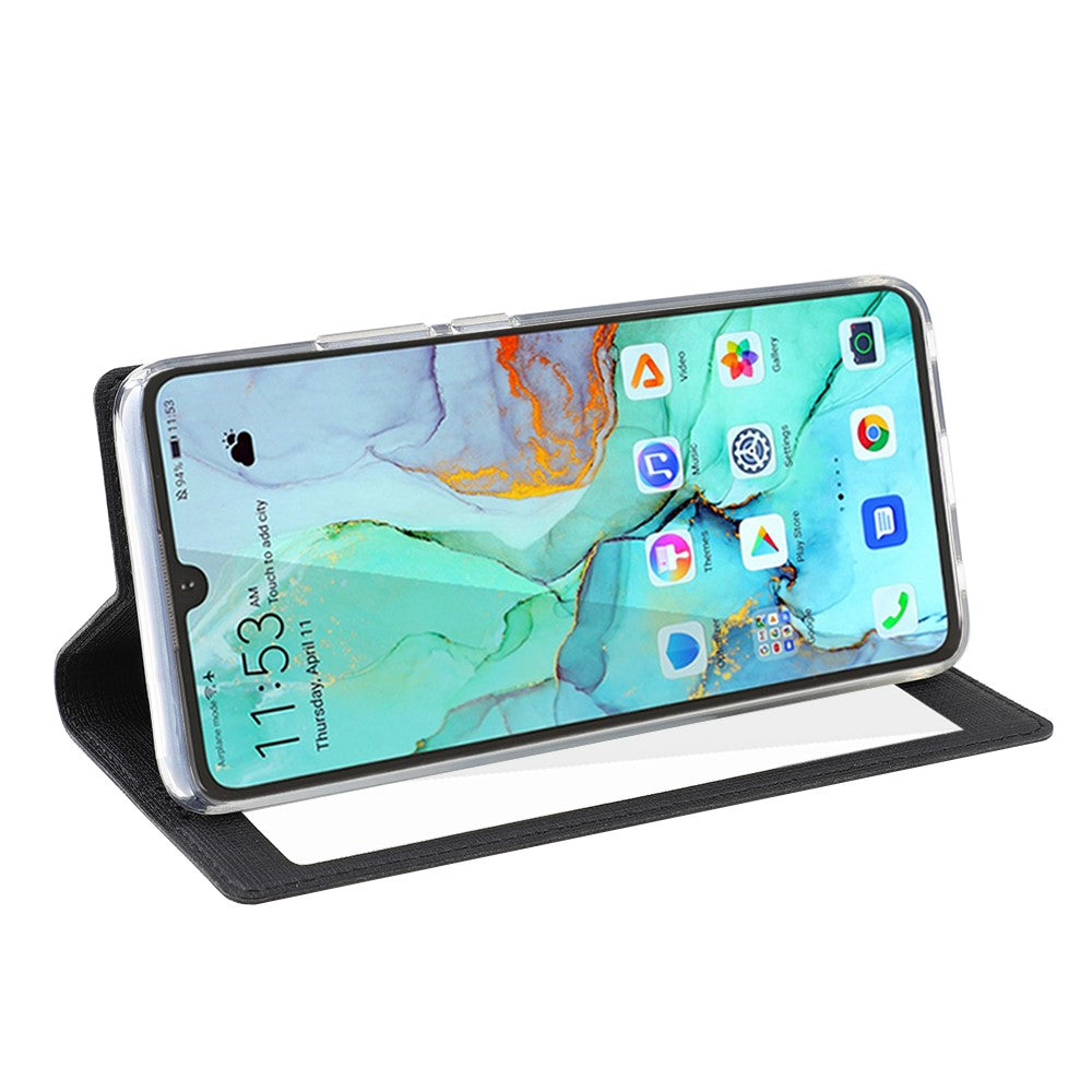 VILI DMX Cross Texture View Window Leather Flip Phone Cover with Card Slot for Huawei P30 Pro
