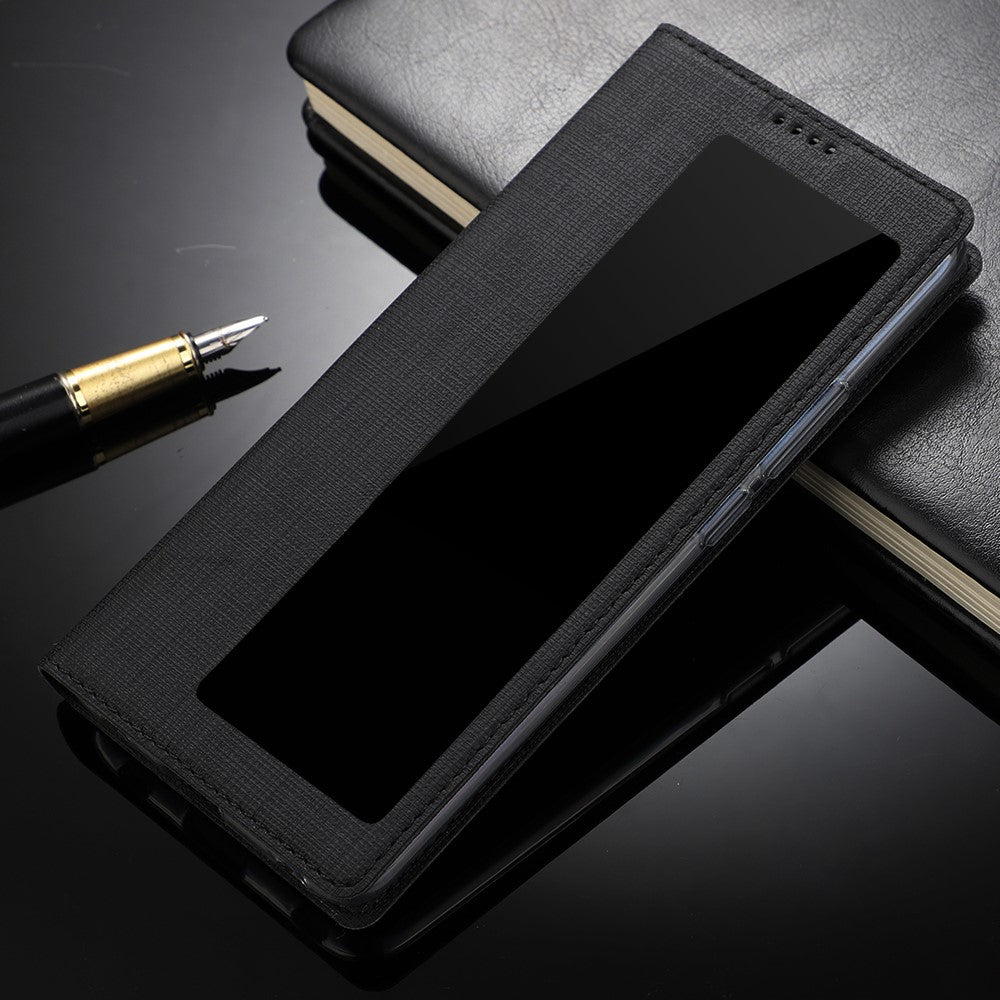 VILI DMX Cross Texture View Window Leather Flip Phone Cover with Card Slot for Huawei P30 Pro