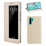 VILI DMX Cross Texture View Window Leather Flip Phone Cover with Card Slot for Huawei P30 Pro