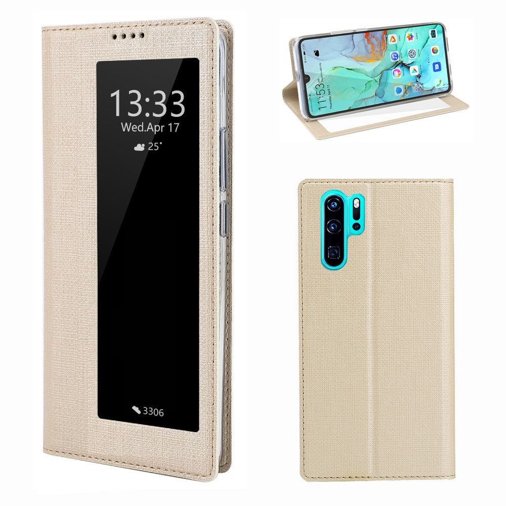 VILI DMX Cross Texture View Window Leather Flip Phone Cover with Card Slot for Huawei P30 Pro