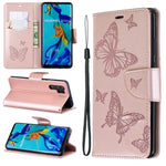 Huawei P30 Pro PU-läder med tryckta fjärilar