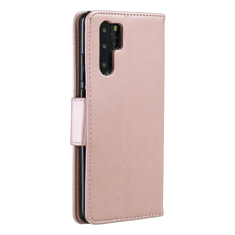 Huawei P30 Pro PU-läder med tryckta fjärilar