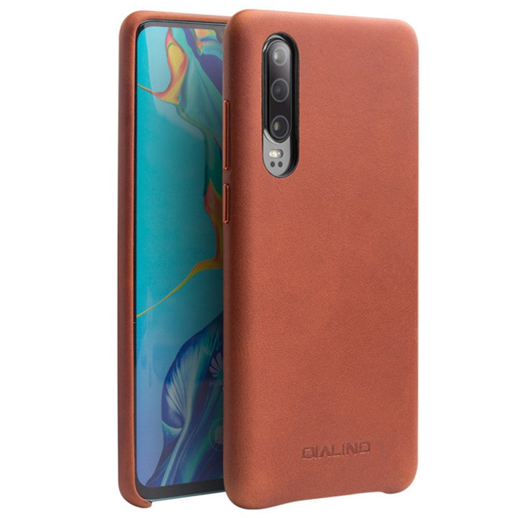 QIALINO Äkta Läderbelagt PC Hårt Skal för Huawei P30