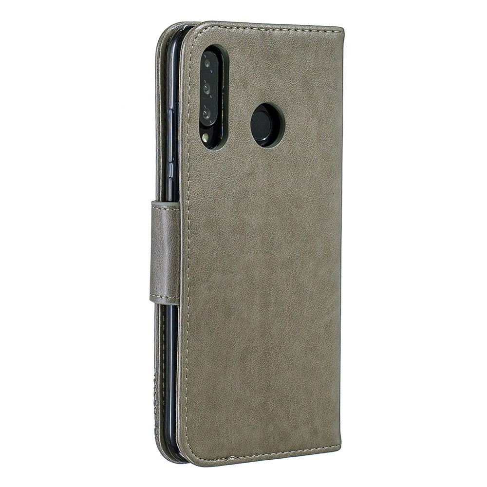 Imprint Butterfly PU Leather Wallet Flip Case with Strap for Huawei P30 Lite / nova 4e / P30 Lite New Edition