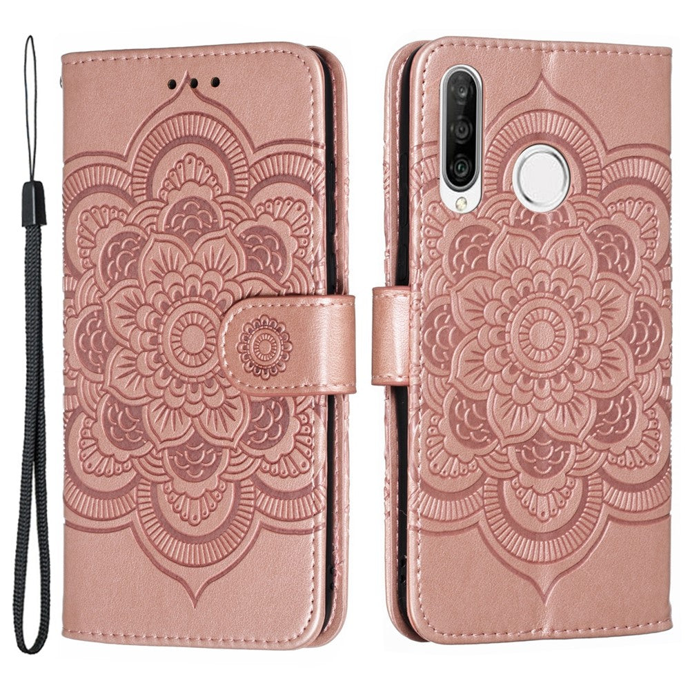 Huawei P30 Lite/nova 4e/P30 lite New Edition Imprint Mandala Flower Phone Cover Läderplånbok