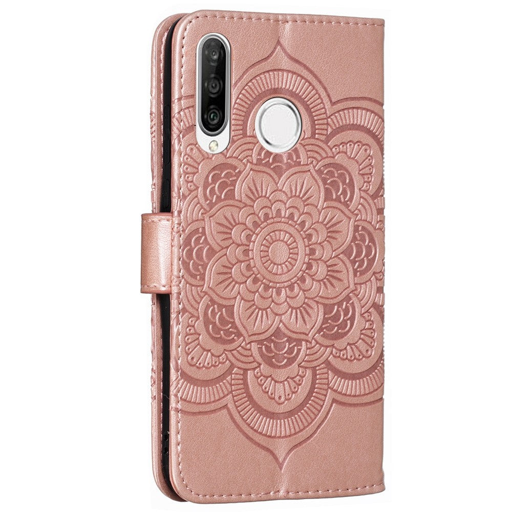 Huawei P30 Lite/nova 4e/P30 lite New Edition Imprint Mandala Flower Phone Cover Läderplånbok