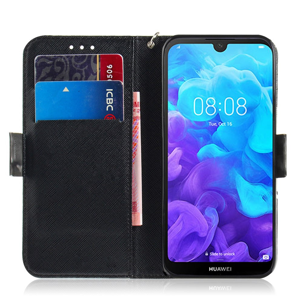 Pattern Printing Light Spot Decor Leather Wallet Case for Huawei Y5 (2019)