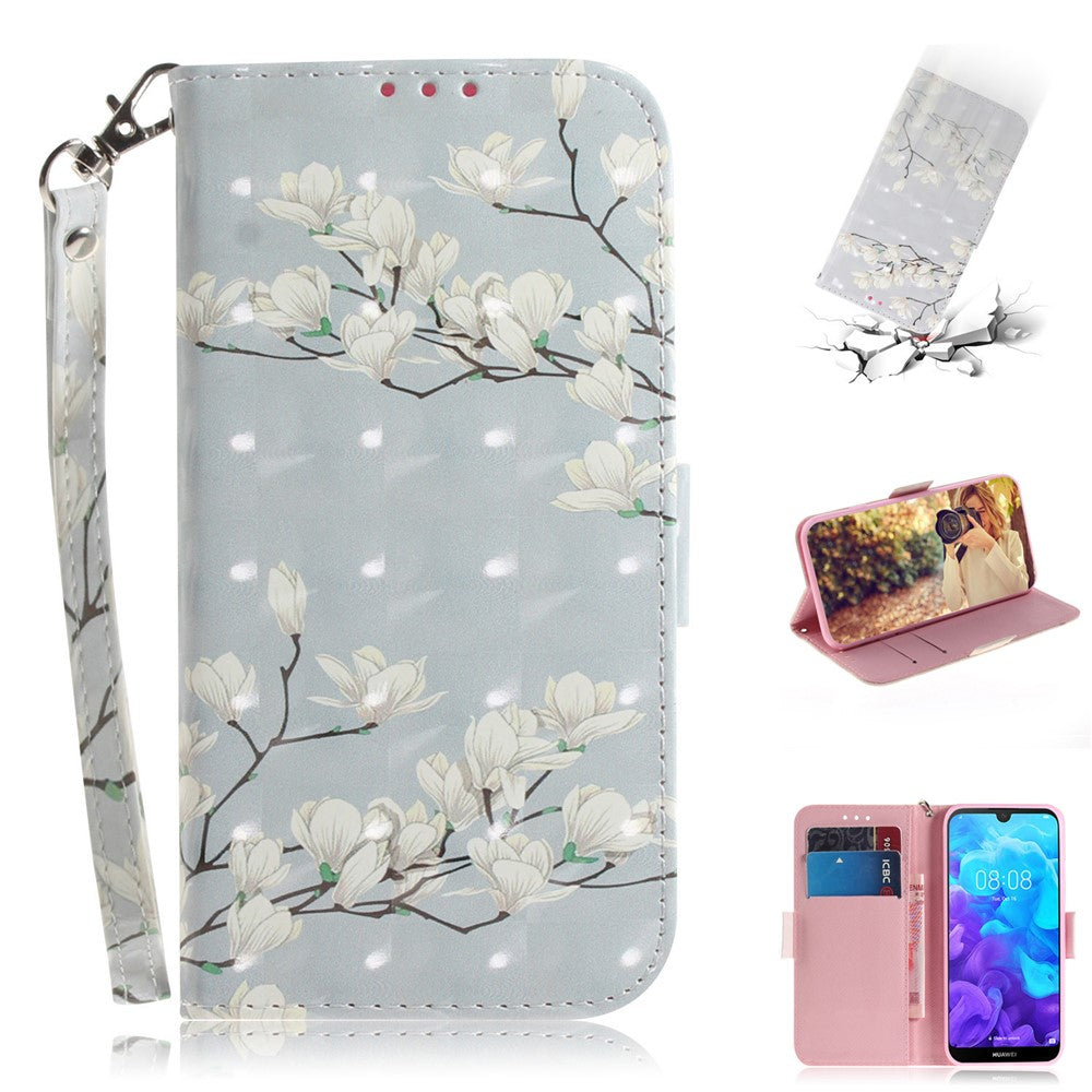 Pattern Printing Light Spot Decor Leather Wallet Case for Huawei Y5 (2019)