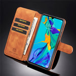 DG.MING Retro Style Läder Plånboksställ Fodral för Huawei P30 Lite New Edition/P30 Lite/nova 4e