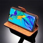DG.MING Retro Style Läder Plånboksställ Fodral för Huawei P30 Lite New Edition/P30 Lite/nova 4e