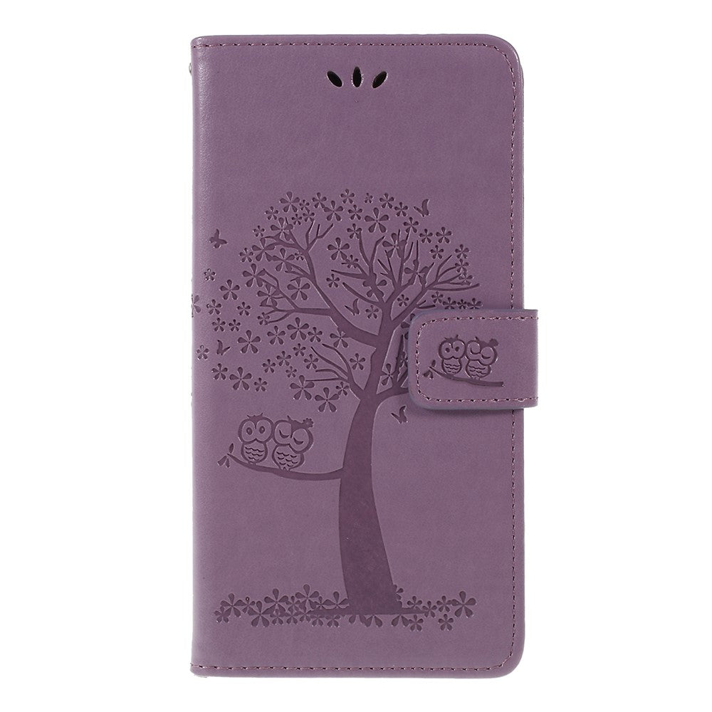 Imprint Tree Owl Magnetisk Plånbok PU Läderfodral med Stativ för Huawei P Smart Z