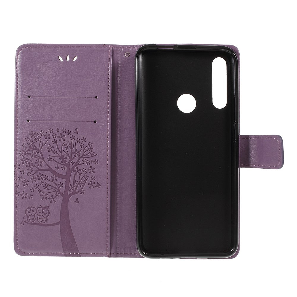 Imprint Tree Owl Magnetisk Plånbok PU Läderfodral med Stativ för Huawei P Smart Z