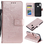 Imprint Mandala Flower Stand Wallet Leather Case for Huawei Y6 (2019, with Fingerprint Sensor)