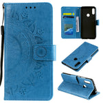 Imprint Mandala Flower Stand Wallet Leather Case for Huawei Y6 (2019, with Fingerprint Sensor)