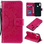 Imprint Mandala Flower Stand Wallet Leather Case for Huawei Y6 (2019, with Fingerprint Sensor)