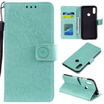 Imprint Mandala Flower Stand Wallet Leather Case for Huawei Y6 (2019, with Fingerprint Sensor)
