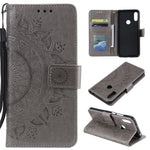 Imprint Mandala Flower Stand Wallet Leather Case for Huawei Y6 (2019, with Fingerprint Sensor)