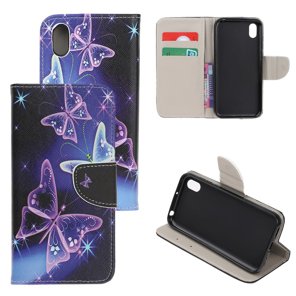 Pattern Printing Cross Texture Leather Wallet Case for Huawei Y5 (2019)