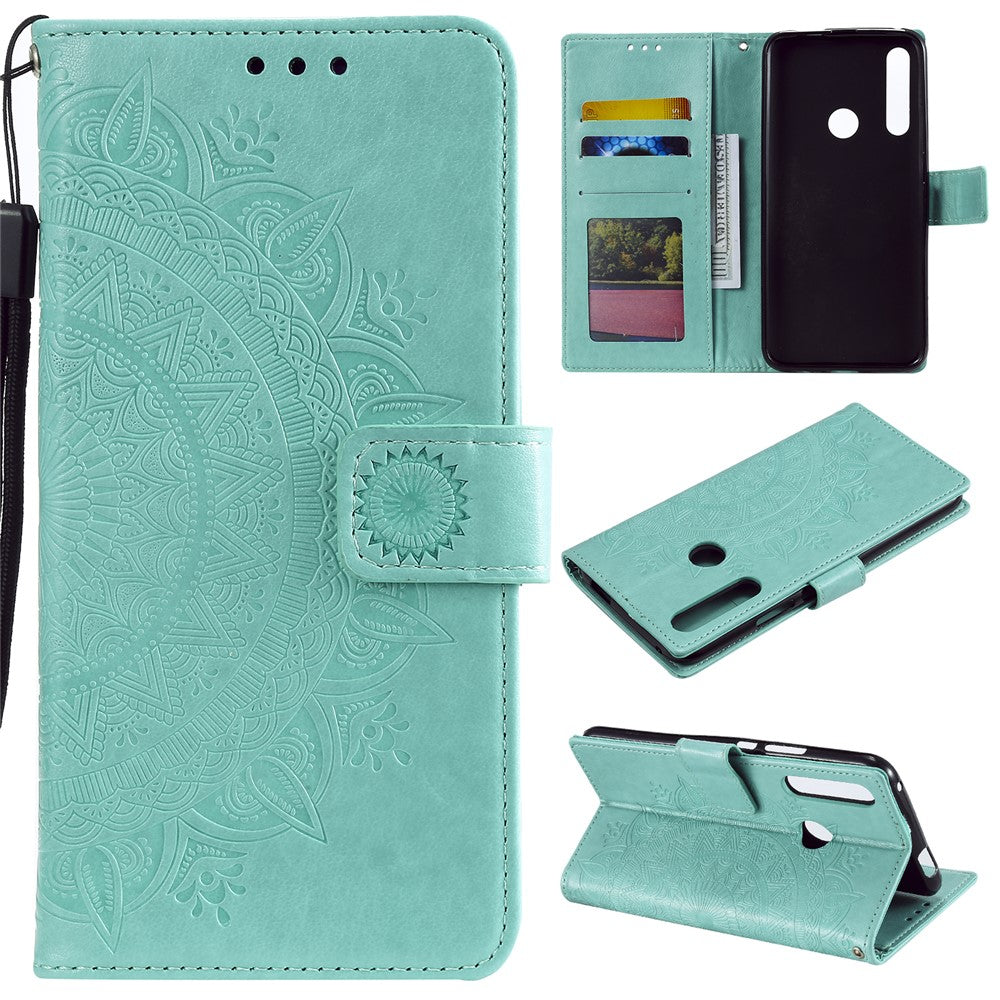 Läderplånboksfodral med tryckmönster och blommotiv till Huawei Honor 9X (Global)/P Smart Z/Y9 Prime 2019/Enjoy 10 Plus