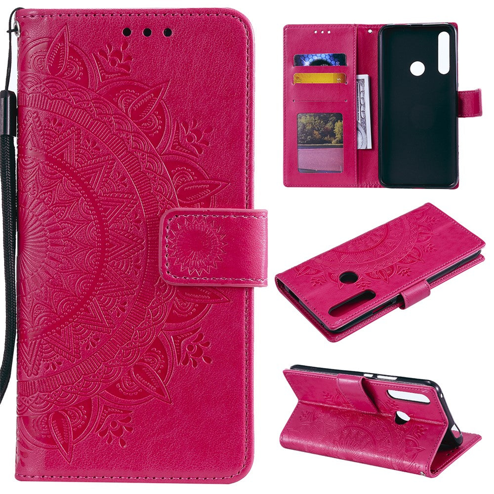 Läderplånboksfodral med tryckmönster och blommotiv till Huawei Honor 9X (Global)/P Smart Z/Y9 Prime 2019/Enjoy 10 Plus