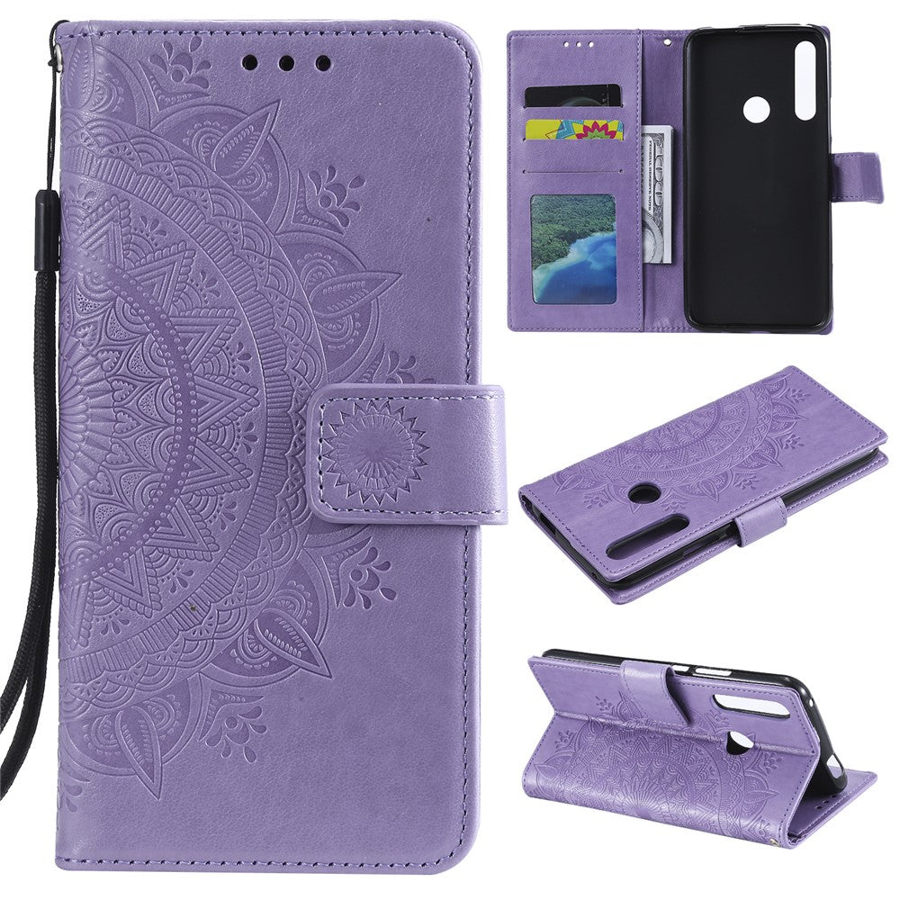 Läderplånboksfodral med tryckmönster och blommotiv till Huawei Honor 9X (Global)/P Smart Z/Y9 Prime 2019/Enjoy 10 Plus