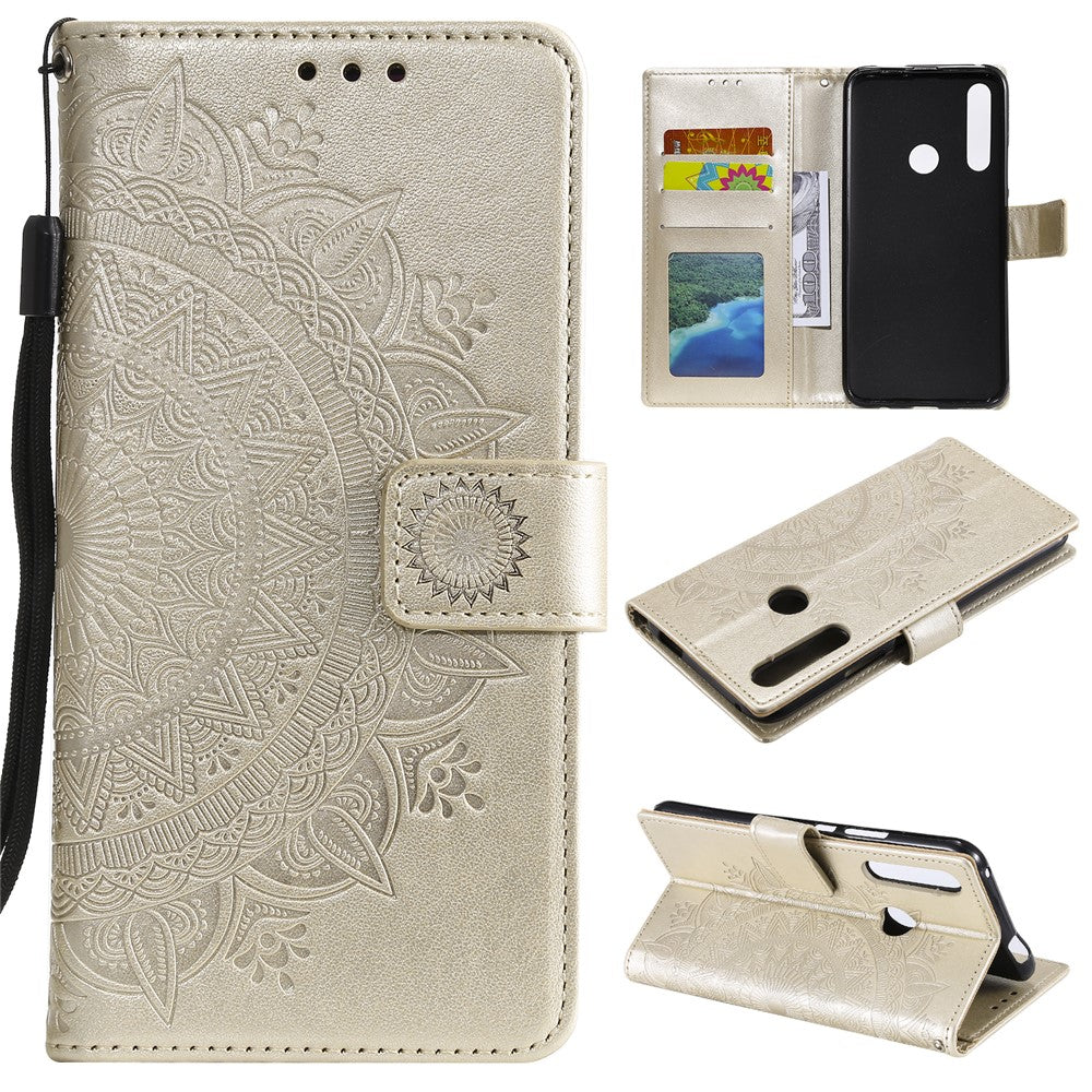 Läderplånboksfodral med tryckmönster och blommotiv till Huawei Honor 9X (Global)/P Smart Z/Y9 Prime 2019/Enjoy 10 Plus