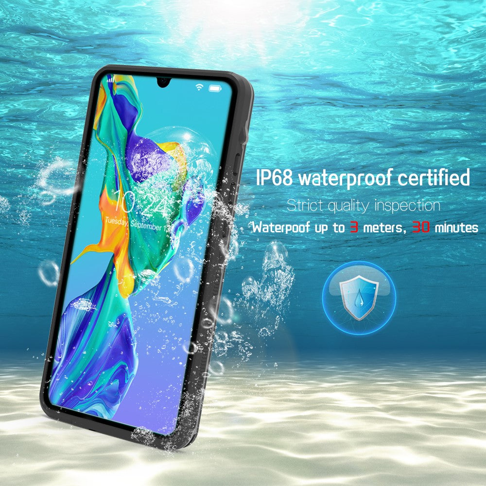 REDPEPPER IP68 Vattentätt mobilskyddsfodral för Huawei P30 Pro [Stöd för fingeravtryckslåsning] [Genomskinlig baksida]