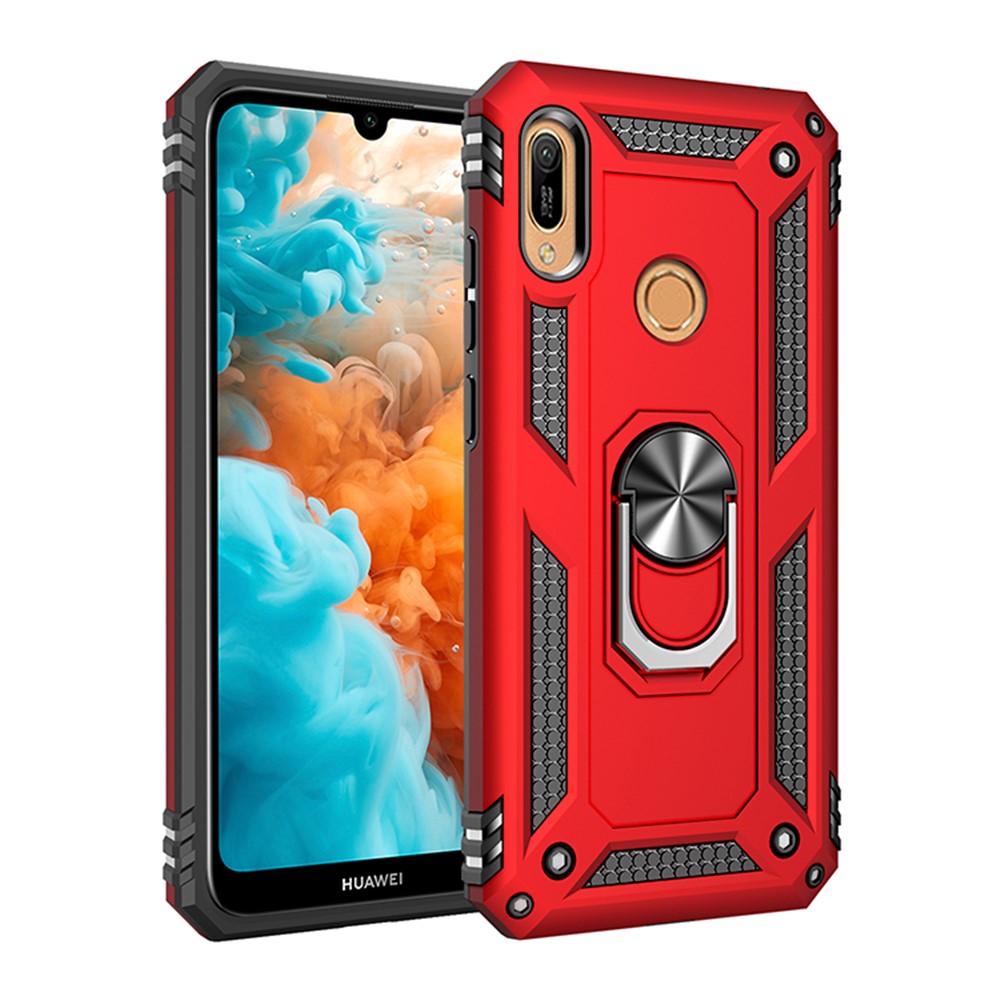 PC+TPU Kickstand Phone Cover for Huawei Y6 (2019, with Fingerprint Sensor) / Y6 Prime (2019)